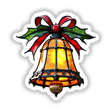 Christmas Bell Stained Glass Style: A close-up of a bell adorned with a bow, available as a sticker or digital artwork. Reflects Decal Venue's unique artistic aesthetic.