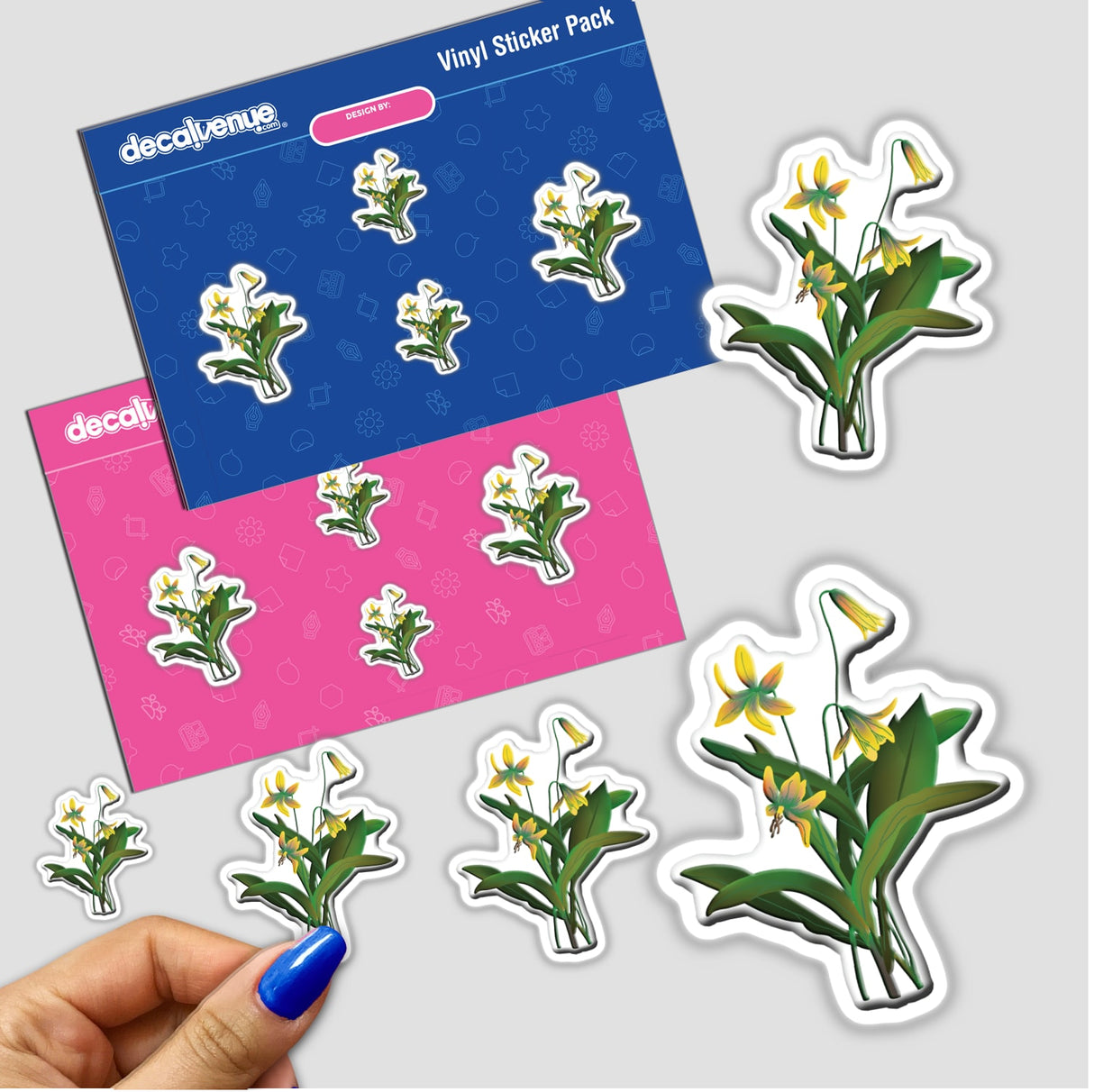 American Wild Flowers stickers featuring detailed floral and leaf designs, available as unique decals or digital artwork from Decal Venue.