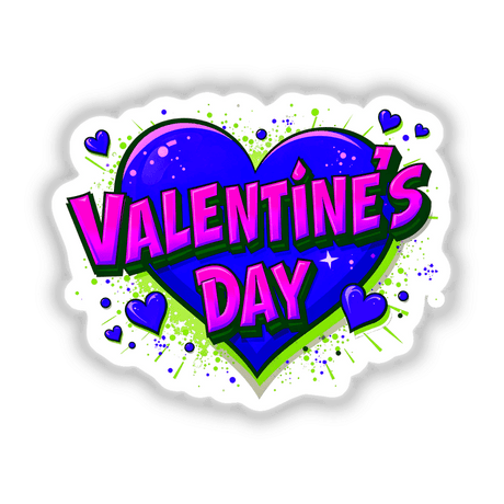 Valentine's Day Love Heart graphic featuring whimsical text and playful shapes, available as stickers or digital artwork from Decal Venue.