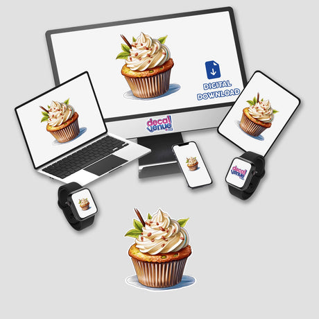 Delectable digital vanilla bean cupcake artwork by ArtMix, available as stickers or downloads at Decal Venue's Shopify store.