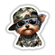 Hip Hop Yorkie Dog in Camo Print