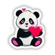 A Cute Panda Bear With Love Hearts depicted as a cartoon panda holding a heart, available as stickers or digital artwork, capturing the whimsical essence of Decal Venue's unique collection.