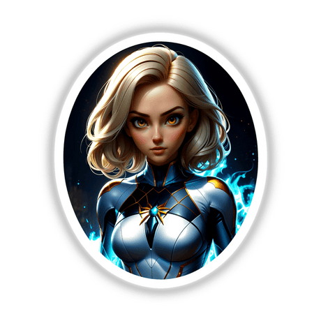 Cute Anime Superhero Girl cartoon, depicting a fictional female character, available as stickers or digital artwork from Decal Venue.