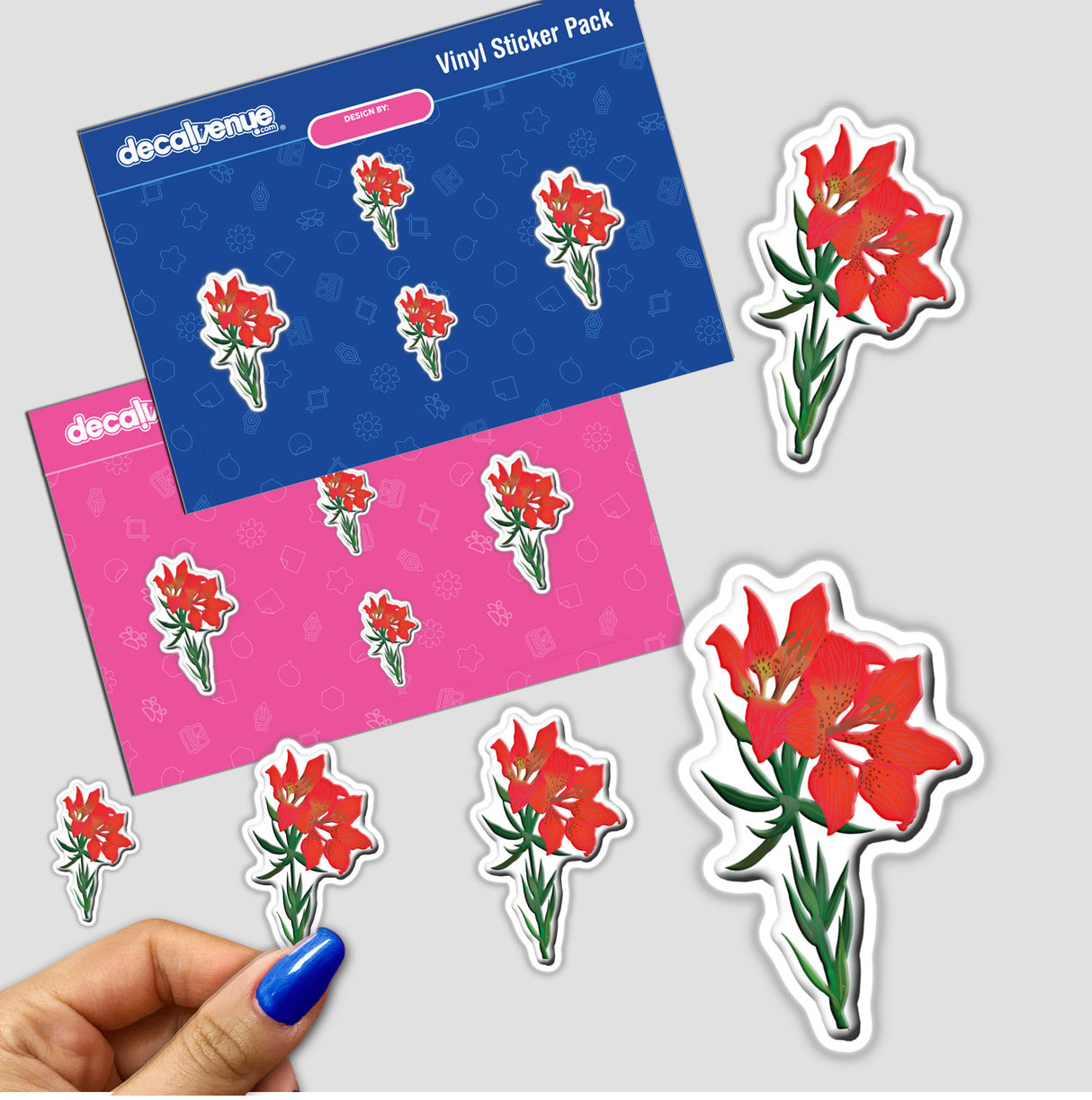 Hand holding an American Wild Flowers sticker, featuring a detailed floral design, ideal for both physical stickers and digital artwork from Decal Venue's unique collection.