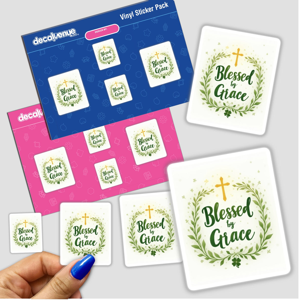 Blessed by Grace St. Patrick’s Day Sticker or Clipart features text and a cross design, suitable for use as stickers or digital artwork with commercial rights.