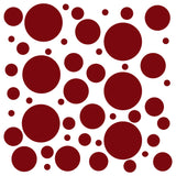 Set of 100 Polka Dot Circles Vinyl Wall Decals Stickers - Assorted Sizes displayed in varying sizes and patterns. Ideal for decorating surfaces like walls, cars, and laptops.