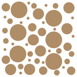 Set of 100 Polka Dot Circles Vinyl Wall Decals Stickers - Assorted Sizes, featuring various-sized brown circles with white dots for versatile decoration on multiple surfaces.