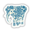 Chinoiserie Elephant sticker featuring intricate blue and white floral designs, embodying artistic elegance. Available as unique stickers or digital artwork from Decal Venue.