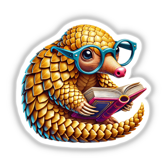 Pangolin With Reading Glasses Open Book