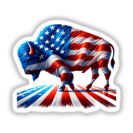 Patriotic Bison American Flag Stars Stripes