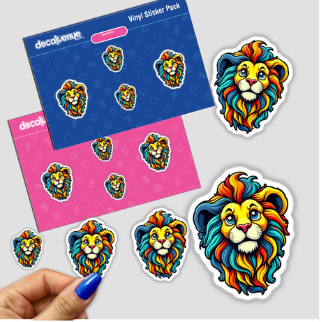 A Cute Little Lion sticker featuring a vibrant lion head design, showcasing intricate details and expressive features, available as part of Decal Venue's unique sticker and digital art collection.