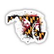 State Outline Maryland Flag IV features Maryland's iconic flag design, highlighting bold graphic elements. Available as stickers or digital art, it embodies Maryland pride with vibrant, detailed craftsmanship.