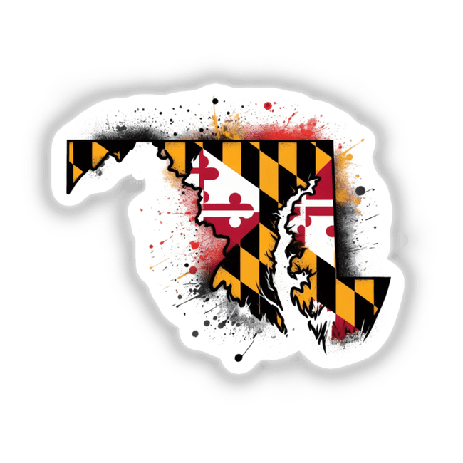 State Outline Maryland Flag IV features Maryland's iconic flag design, highlighting bold graphic elements. Available as stickers or digital art, it embodies Maryland pride with vibrant, detailed craftsmanship.