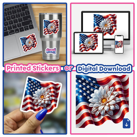 American Flag with Flower Patriotic