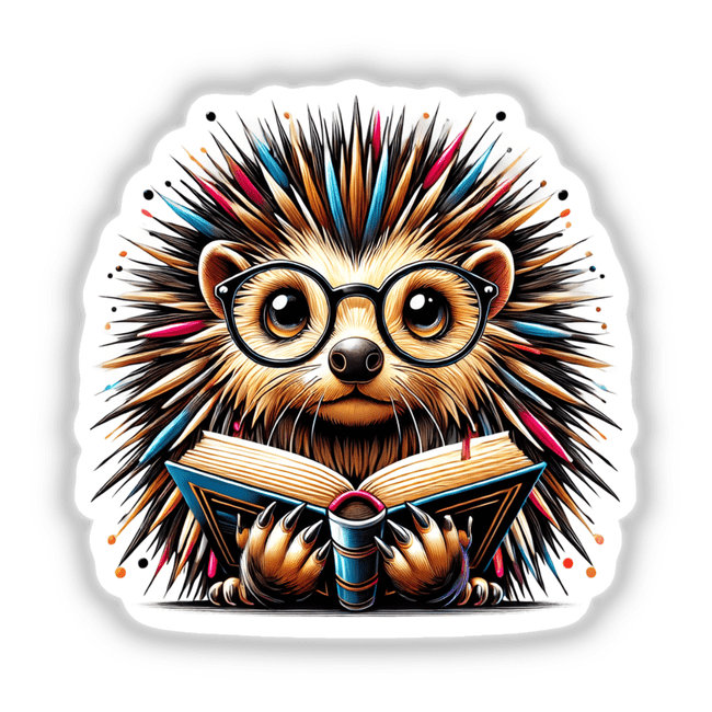 Porcupine With Reading Glasses Open Book