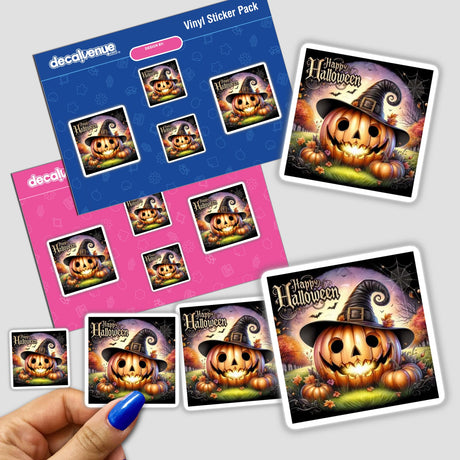 Bronze Halloween Series 9 sticker pack featuring cartoon pumpkins with hats and varied expressions.