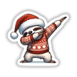 Dabbing Christmas Ugly Sweater Sloth: A cartoon sloth in a Santa hat and festive sweater dabbing, available as stickers or digital artwork from Decal Venue.