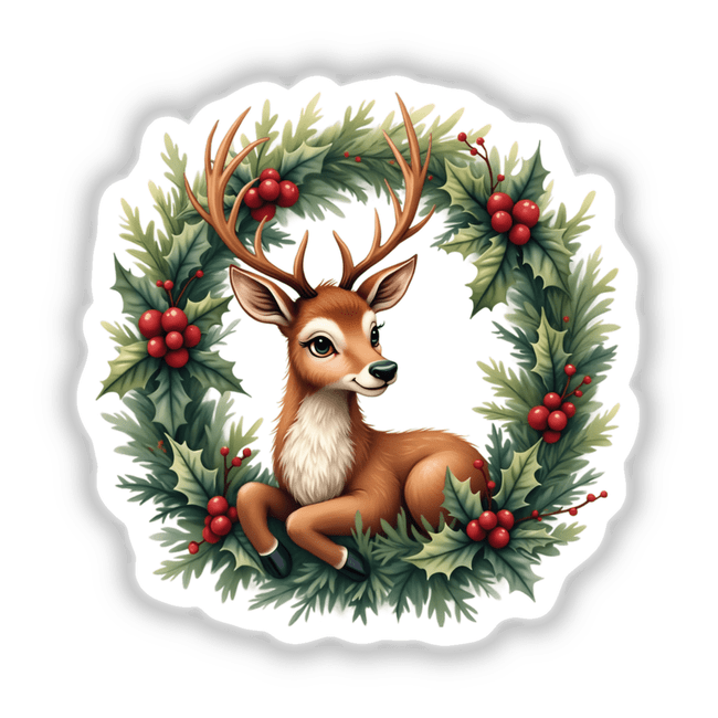 Reindeer in a Christmas Wreath