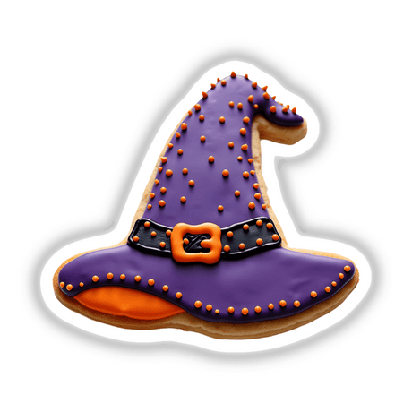 Witch Hat-Shaped Halloween Cookie sticker featuring a cookie adorned with a whimsical hat, available as unique stickers or digital artwork from Decal Venue.