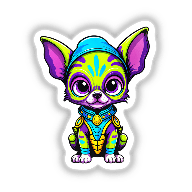 Cute Puppy From Outer Space: A whimsical cartoon illustration of a dog's face, available as stickers or digital artwork, capturing playful and imaginative design from Decal Venue's unique collection.