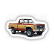 1982 GMC K2500 Sierra Grande Pickup Truck Clipart | Vintage Truck Illustration Stickers or Commercial Use Rights featuring a detailed, classic truck with emphasis on tires and bumper.