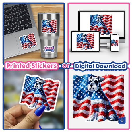 Patriotic Schnauzer Dog American Flag Stars Stripes