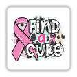 Gold Breast Cancer Series 18 sticker featuring a pink ribbon with white letters and black spots, available as stickers or digital artwork from Decal Venue.