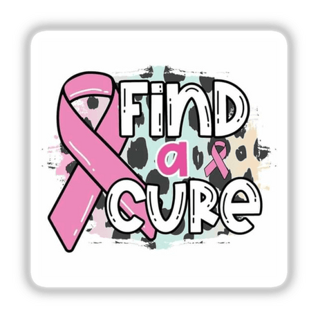 Gold Breast Cancer Series 18 sticker featuring a pink ribbon with white letters and black spots, available as stickers or digital artwork from Decal Venue.