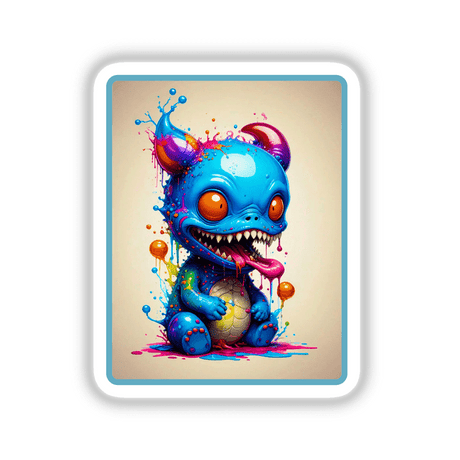 Splash Art Alien Invasion: Pet Alien Monster cartoon, displaying a paint-splattered creature ideal for stickers or digital artwork. The vibrant design emphasizes unique artistic expression from Decal Venue.