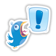 TWEEEEET!!! Shouting Bluebird cartoon sticker, featuring a vibrant bird with an open beak and a blue speech bubble exclaiming. Available as part of a Sticker Pack or individually.