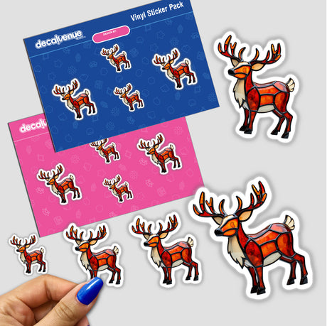 Reindeer Stained Glass Style sticker featuring a detailed deer design with antlers, available as stickers or digital artwork from Decal Venue.