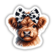 Watercolor Highland Cow w/Cow Print Bow