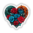 Floral Heart with Red and Blue Roses design featuring intricate rose details, available as unique stickers or digital artwork from Decal Venue.