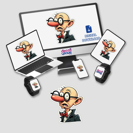 Meu Narizinho digital artwork displayed on a computer monitor and laptop, featuring cartoon characters. Available as stickers or digital downloads.