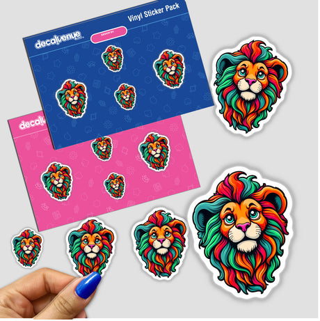 A Cute Little Lion stickers featuring intricate lion heads, designed for use as unique decals or digital artwork, capturing the essence of Decal Venue's artistic collection.