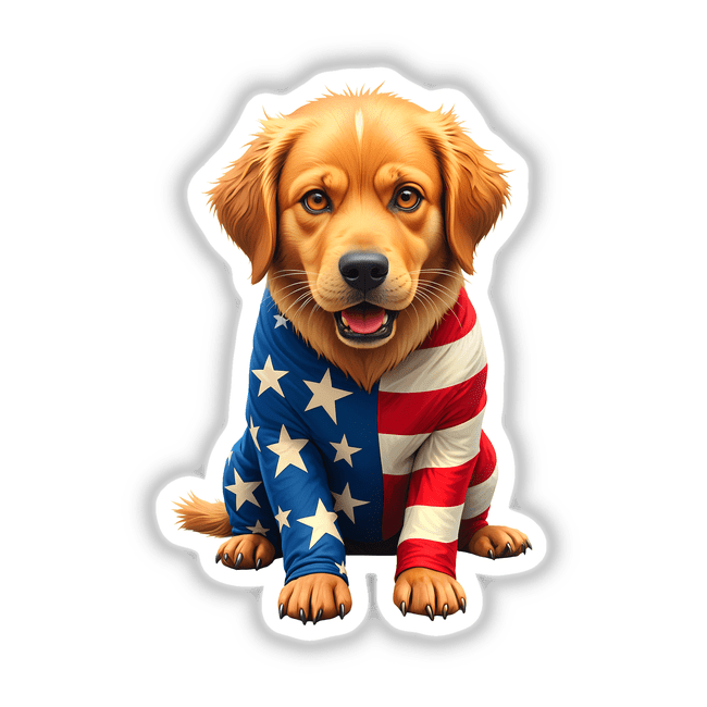 A Cool American Flag Golden Retriever