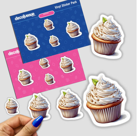 Creamy cupcake digital sticker pack with illustrated cream cheese frosted treats for Decal Venue, an online store offering unique stickers and digital art.