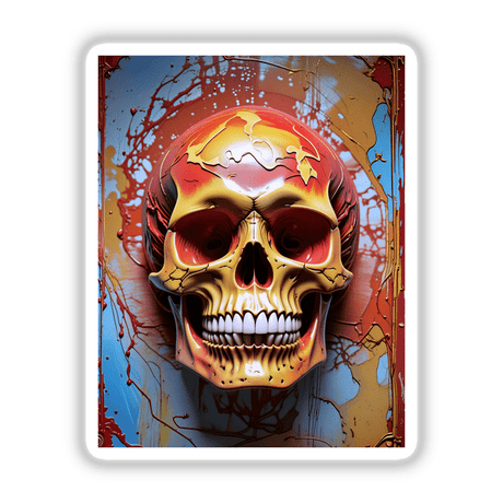 Abstract 3D Skull Art featuring a detailed skull with cracked paint, capturing intricate bone textures. Available as stickers or digital artwork, perfect for fans of unique vinyl and digital art.