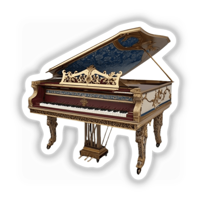 Baroque Harpsichord | Dark Academia Music Sticker, featuring a detailed illustration of a piano keyboard, perfect for lovers of classical instruments and unique digital art.