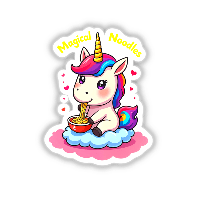 A Cute Unicorn Eating Magical Noodles