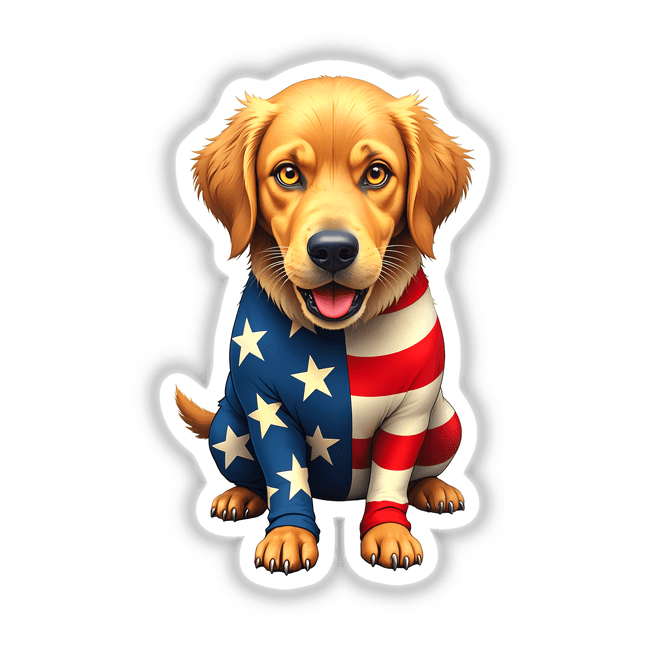 A Cool American Flag Golden Retriever