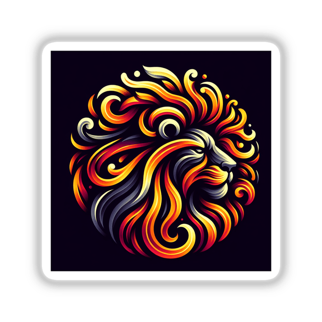 a lion with a colorful mane on a black background