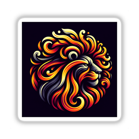 a lion with a colorful mane on a black background