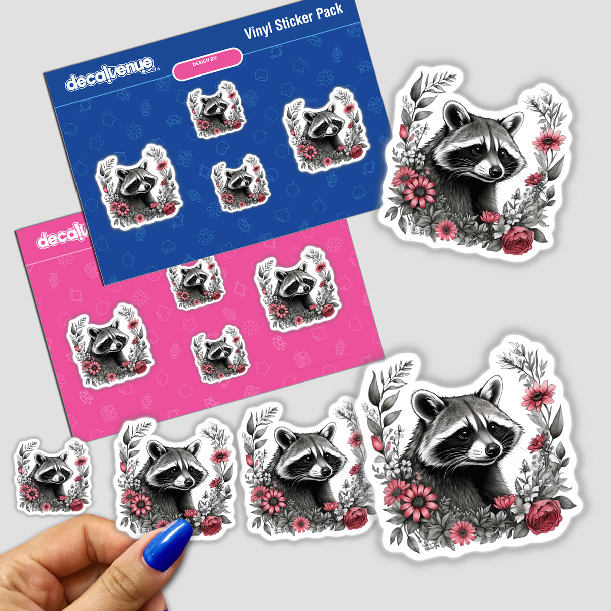 Raccoon Portrait Floral Accents PA65