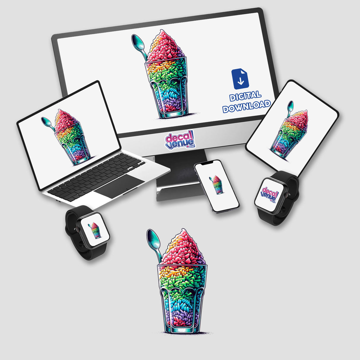 Vibrant Digital Artwork: Colorful Shaved Ice Cup