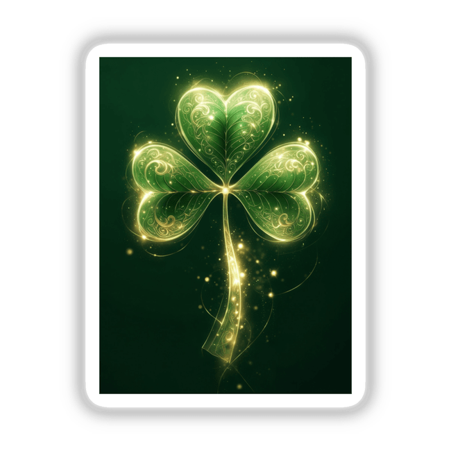 Ethereal Shamrock – Glowing Clover with Delicate Gold Swirls