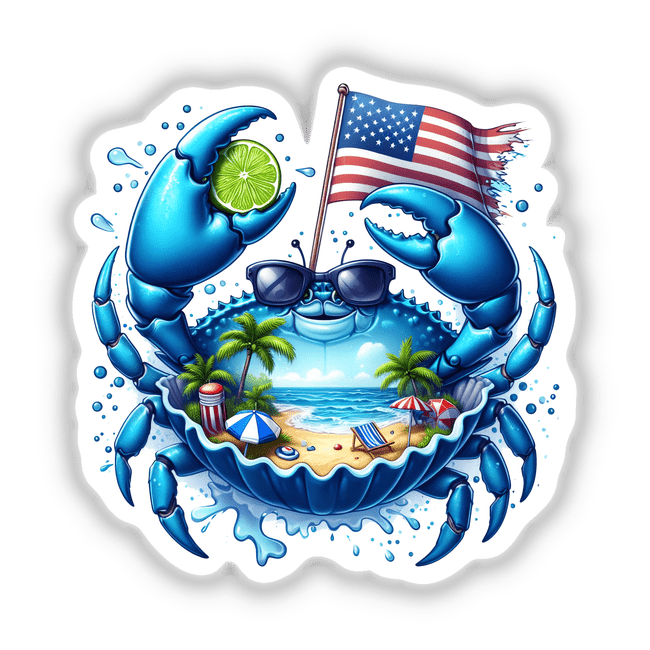 Vibrant Blue Crab Island Shell Stickers | Ella Designz – Decal Venue