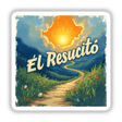 Él Resucitó Mateo 28:6 Sticker or Clipart features a Fauvist-style painting of a path through a grassy field with plants and flowers, available as stickers or digital artwork.