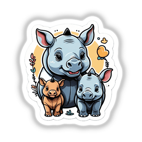 Cute rhino family