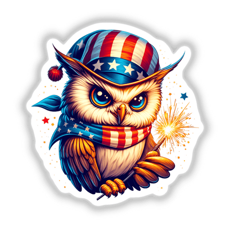 Owl Holding Sparkler 4th of July